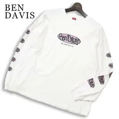 BEN DAVIS ベンデイビス 通年★ 長袖 ロゴプリント カットソー ロンTシャツ Sz.M メンズ 白のサムネイル