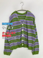 nemne ネンネ カーディガン/ボレロ F パープル ニット ボーダー柄 ミドル丈 長袖 レディースのサムネイル