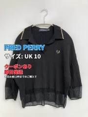 FRED PERRY フレッドペリー ニット/セーター UK 10 ブラック ニット 無地 ワンポイント ブランドロゴ ミドル丈 半端袖 ヘンリーネック レディースのサムネイル