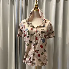 【東あずま店　併売品】　マドモアゼルノンノン Mademoiselle NONNON　高島屋　タカシマヤ　TAKASHIMAYA　フーディ　パーカー　総柄　半袖　ピンク 桃色　PINK　cotton　コットン　リネン　麻　LINENのサムネイル