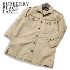 BURBERRY BLACK LABEL バーバリー ブラックレーベル 春夏★ 七分袖 ホース刺繍 ミリタリー シャツ Sz.2 メンズのサムネイル