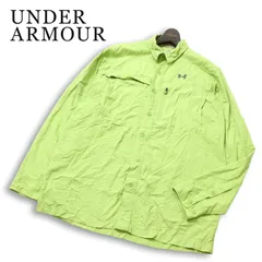 UNDER ARMOUR アンダーアーマー heatgear★ 長袖 ロゴ刺繍 ボタンダウン シャツ ジャケット Sz.M メンズのサムネイル