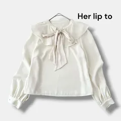 Her lip to ハーリップトゥ Ruffled Pussy Bow Blouse ボウタイ ブラウス ラッフル とろみ素材 アイボリー ホワイト M レディース 6JL030のサムネイル
