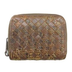 BOTTEGA VENETA ラウンドジップ イントレチャート 小銭入れ 茶色