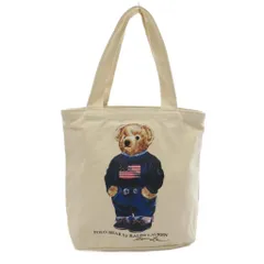 ラルフローレン RALPH LAUREN POLO BEAR トートバッグ 手提げ 肩掛け ポロベア キャンバス 白 ホワイト ☆AA☆ /FFのサムネイル