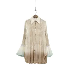 Mame Kurogouchi マメクロゴウチ "Arimatsu Shibori" Ombre Dyed Silk Shirt 有松の絞り染めシルクシャツ ホワイト 2 MM23SS-SH040のサムネイル