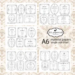 50枚セット★A6 モノクロコラージュ素材★台紙/ラベル/コラージュ素材のサムネイル