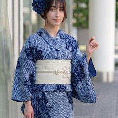 有松鳴海絞り 浴衣 藍染 花柄 絞り浴衣 - メルカリ