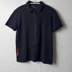 名作 プラダスポーツ ハーフジップ ポロシャツ L 黒 アーカイブ PRADA