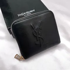 ◇美品◇イヴサンローラン YSL刺繍 二つ折り財布 ブラック レザー