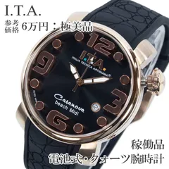 稼働品 送料無料 I.T.A. アイティーエー 腕時計 クォーツ メンズ カサノバ ビーチミディ 黒 ブラック ピンクゴールド 立体インデックス サンレイ仕上げ ロゴ マーク ラバーベルト カジュアル アウトドア ハイブランド 珍しい おしゃれ 綺麗 Q288のサムネイル
