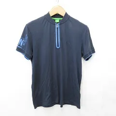 ヒューゴボス HUGO BOSS ゴルフ スポーツウエア シャツ 半袖 ハーフジップ 紺 青 ネイビー ブルー Mのサムネイル