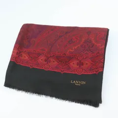 ランバン マフラー ストール ペイズリー柄 シルク カシミヤ フランス製 ブランド レディース レッド LANVIN 【中古】のサムネイル