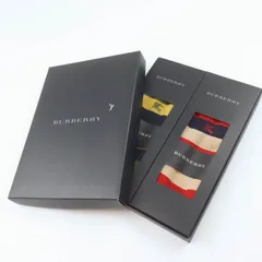バーバリー 靴下 ソックス 2足セット 未使用品 ボーダー 日本製 ブランド メンズ 25-26cmサイズ マルチカラー BURBERRYのサムネイル
