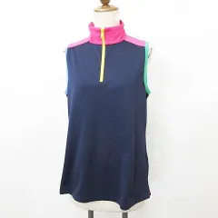 アールエルエックス ラルフローレン RLX RALPH LAUREN ゴルフ スポーツウエア シャツ ノースリーブ ハーフジップ スタンドカラー ハイネック 速乾 紺 ピンク 青 ネイビー ブルー Mのサムネイル