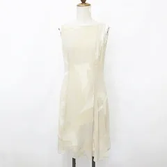 カールラガーフェルド KARL LAGERFELD ワンピース ひざ丈 ノースリーブ ボートネック プリント 総柄 プリーツ ベージュ 38のサムネイル