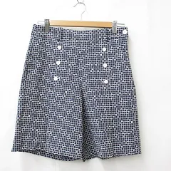 ピッコーネ PICONE CLUB ゴルフ スポーツウエア パンツ ハーフパンツ キュロット 総柄 プリーツ 速乾 紺 白 ネイビー ホワイト 38のサムネイル