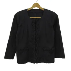 リフレクト ノーカラージャケット アウター ストレッチ リネン混 レディース 9サイズ ブラック Reflect 【中古】のサムネイル