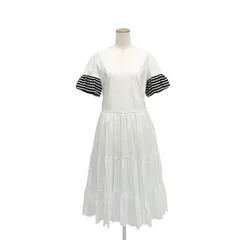 未使用品 BORDERS at BALCONY ボーダーズアットバルコニー ティアードTeeドレス Vネック ホワイト 36 BD2211P-３E-02のサムネイル
