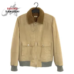 美品 Brunello Cucinelli ブルネロクチネリ 26SS ベージュ ブラウン レザー/ウール ブルゾン ジャケット メンズ 602762【中古】のサムネイル