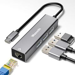 WASACHI Wired LAN Adapter USB-C LAN Conversion Adapter [RJ45 1Gbps + USB3.0 x 3] Gigabit Ethernet Stable Communication USB 5Gbps High-Speed ​​Data Transfer Telework/Online Meeting Compatible with MacBook/iPad/Type-C Devices