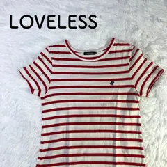 LOVELESS 半袖 ワンピース レッド ボーダー Uネック サイズ34のサムネイル