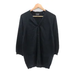 ブルーワーク BLUE WORK トゥモローランド カーディガン ミドル丈 Vネック 麻 リネン M 紺 ネイビー /YK49のサムネイル