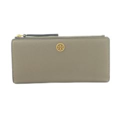 極美品 TORYBURCH 長財布 二つ折り レザー グレージュ マルチカラー