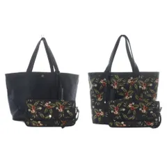 ペッレモルビダ PELLE MORBIDA トートバッグ ハンドバッグ リバーシブル ボタニカル柄 レザー ポーチ付き ブラック /YO1のサムネイル