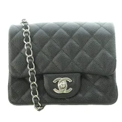シャネル CHANEL ミニマトラッセ17 キャビアスキン シングルフラップ チェーン ラムスキン ショルダーバッグ ココマーク ロゴ 黒 ブラック シルバーカラー A35200 /BB ■OHのサムネイル
