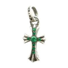 クロムハーツ CHROME HEARTS 925 ベビーファットチャーム パヴェエメラルド パヴェブラックダイヤ PAVE ペンダントトップ アクセサリー シルバー 緑 グリーン /BBのサムネイル
