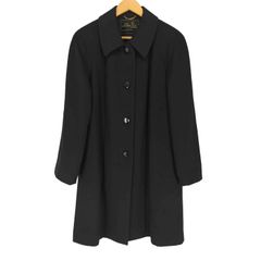 美品 M カシミヤ100 ロング ステンカラー コート 黒 カシミア 9AR 