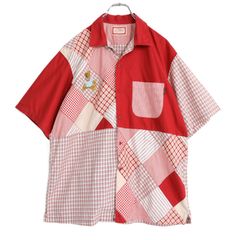 カールヘルム｜パッチワーク オープンカラーシャツ チェック ピンク