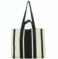 ZARA★マルチボーダー キャンバス風 トートバッグ ショルダーバッグ 黒系 *ba231のサムネイル