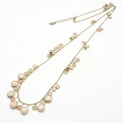 インゲボルグ★優しいカラーが可愛い♪ ロングネックレス 揺れるとシャラシャラ可愛い ピンク・ゴールド系 so186のサムネイル
