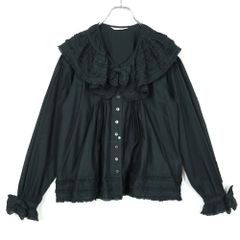新品未使用タグ付 日本製【NERO】長袖レースブラウス 黒 チュール 
