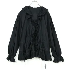 ワンダフルワールド カネコイサオ★たっぷりフリル♪長袖ローンブラウス はおりもの 黒系 前開き 揺れるリボン♪無地 z21717のサムネイル
