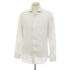 【中古】コルネリアーニ CORNELIANI コットン ストライプ ホリゾンタルカラー ドレスシャツ ホワイトxベージュ【サイズ38】【メンズ】のサムネイル