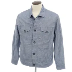 【中古】ジーステージ g-stage リネンコットンポリエステル シワ加工 ワークジャケット ネイビーxホワイト【サイズ50】【メンズ】のサムネイル