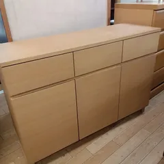 ★★★関東地域限定販売★★★ ★リユースのサカイつくば店★ 良品計画 廃番　希少 オーク材キャビネット  W120cm×D40ｃｍ×Ｈ83cm オーク材 DSP-14405-120-3812　管理0712-04のサムネイル