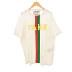 グッチ GUCCI 20AW Fake Not Print Oversize Tee Tシャツ 半袖 プリント S 白 ホワイト 616036 XJCXX ☆AA★のサムネイル