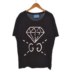 グッチ GUCCI 17SS Ghost T-shirt Tシャツ ダイヤモンドプリント GGプリント フロントデザイン XS 黒 ブラック 白 ホワイト 432086-X3E87のサムネイル