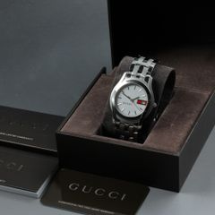 GUCCI 5500XL 電池交換済 箱あり シェリーライン ホワイト文字盤 