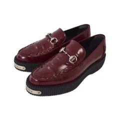 グッチ GUCCI 24AW クリーパー ローファー ホースビット レザー 厚底 メタルプレート 9 ボルドー 797095 9 03Uのサムネイル
