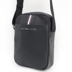 TOMMY HILFIGER / トミーヒルフィガー ◆ミニリポーターバッグ/ショルダーバッグ/レザー/ロゴ/ブラック  メンズファッション【中古】 のサムネイル