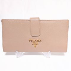 プラダ 長財布 サフィアーノ レザー コンパクト ロゴ 金具 ピンク