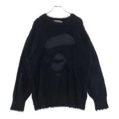 A BATHING APE (アベイシングエイプ) FACE KNIT フェイス ニット シャギーニット ブラック 001KNL801002Mのサムネイル