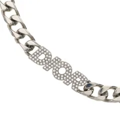 Christian Dior (クリスチャンディオール) Dior Italic ロゴラインストーン チェーンリンクネックレス シルバーのサムネイル