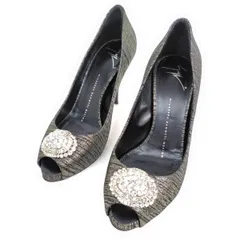 ★使用感少なめ★Giuseppe Zanotti ジュゼッペザノッティ パンプス 36.5 ビジュー オープントゥ ハイヒールのサムネイル