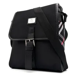 未使用保管品 バーバリーブラックレーベル BURBERRY BLACK LABEL メッセンジャーバッグ ショルダーバッグ フラップ 斜め掛け 肩掛け ナイロン レザー 本革 ブラック 黒  シルバーウィーク 秋 ギフト ご褒美 メンズのサムネイル